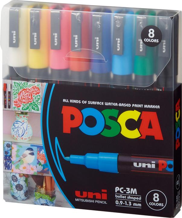Actual product image Posca Marker PC-3M round tip (Multicoloured, 1.30 mm, 8 x)