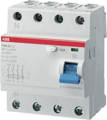 Produktbild ABB F200 RCCB, 4-polig, 25A, 30mA Typ AC IEC/EN 61008-1, IEC/EN 61008-2-1 230/400V ac