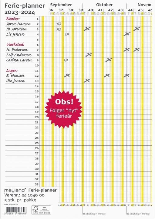 Mayland-Burde Holiday Planner 2023/2024 100x29,7cm 2023 1040 00