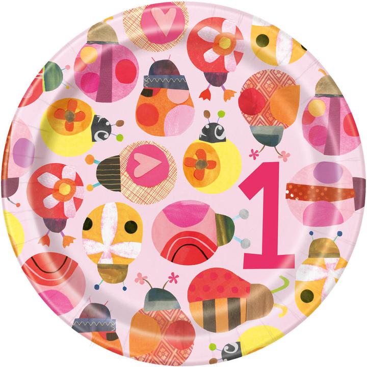 Actual product image Unique Party Paper Ladybird 1st Birthday Party Plates (Pack of 8) (8 x)