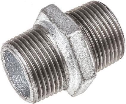 Actual product image Georg Fischer Galvanised hexagon nipple,1in BSPT M-M (Double nipple)