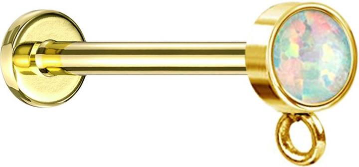 Immagine prodotto Star Piercing Micro labret a filo interno placcato oro con anello cilindrico bianco opale per ciondolo (Acciaio chirurgico 316L)