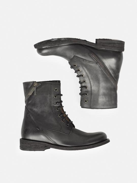 Image du produit Felmini GREDO D898 Bottes de motard à lacets en cuir noir avec une finition vintage. Ces bottes attrapent (42)