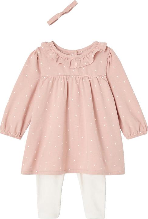 Actual product image Vertbaudet Bio-Kollektion: Baby-Set aus Kleid, Leggings & Haarband, Herzen (62)