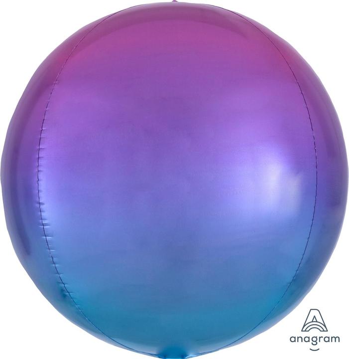 Actual product image Anagram Ombré Orbz Red & Blue Foil Balloon Packed