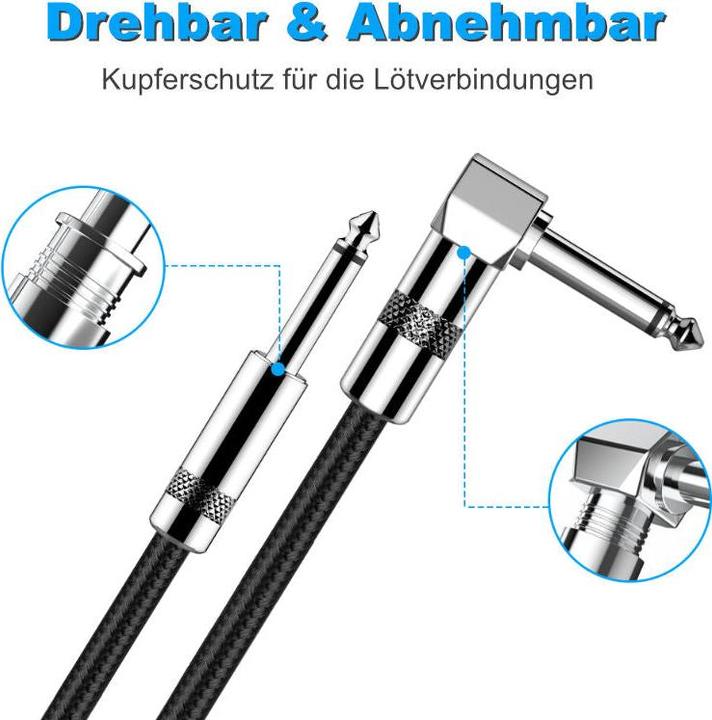 Produktbild Hermex Musikinstrumentenkabel 2m Audiokabel Klinkenkabel Gitarrenkabel (2 m)