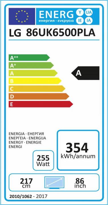 Energie-Label LG 86uk6500 (86", LCD, 4K, 2018)