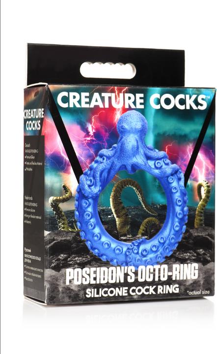Productafbeelding Frisky Octo-ring van Poseidon - Silicone penisring - Blauw (4 cm)