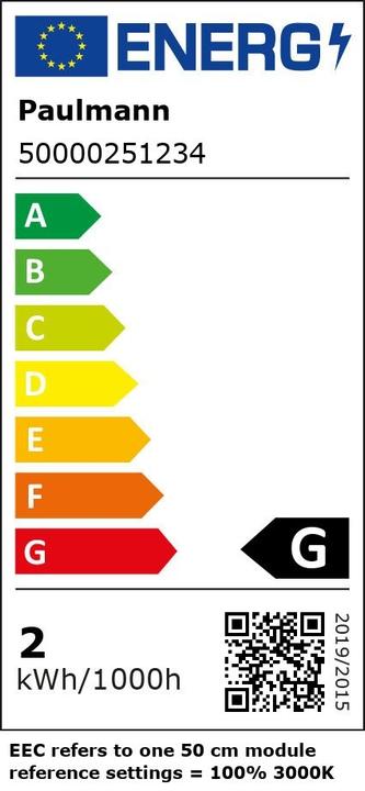 Energy Label Paulmann PAUL LED strip light (RGBW, 500 cm, Indoor)