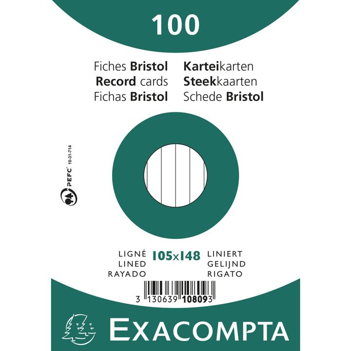 Immagine prodotto Exacompta Formato del cartoncino: DIN A6 Struttura della riga: rigata (105 x 148 mm, 205 g/m², 100 x)