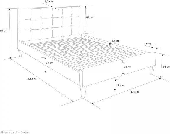Image du produit Homestyle4u Lit rembourré Lit double Lit en tissu Cadre de lit (140 x 200)
