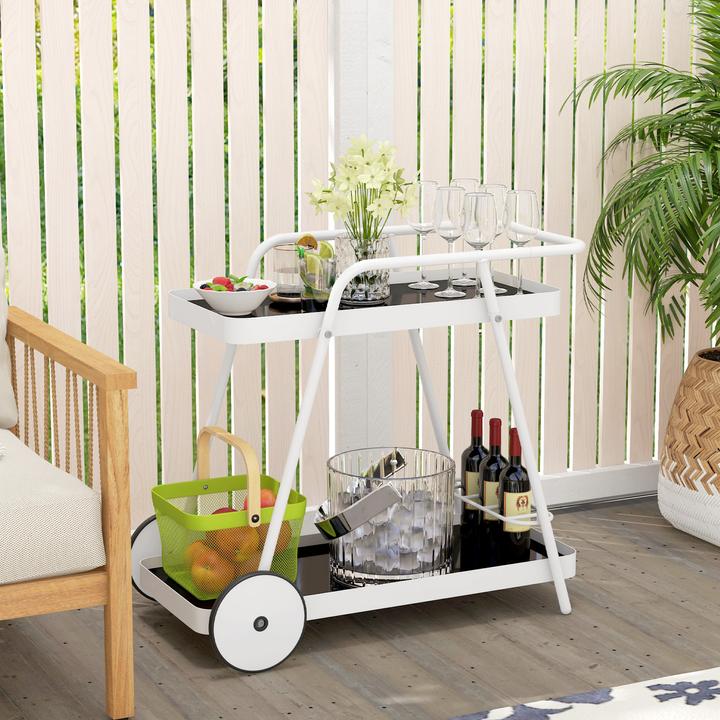 Actual product image Outsunny Garden trolley with 2 levels, handle and castors