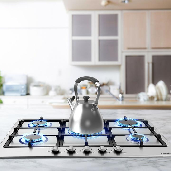 Immagine prodotto Arebos Piano cottura a gas in acciaio inox da 68 cm (5 fuochi)