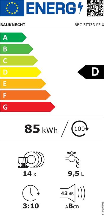 Label énergétique Bauknecht BBC 3T333