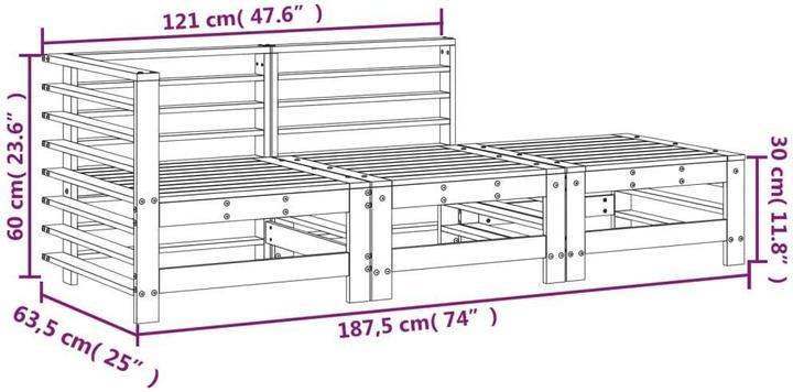 Image du produit VidaXL 3-tlg. Garten-Lounge-Set Grau Massivholz Kiefer,Farbe