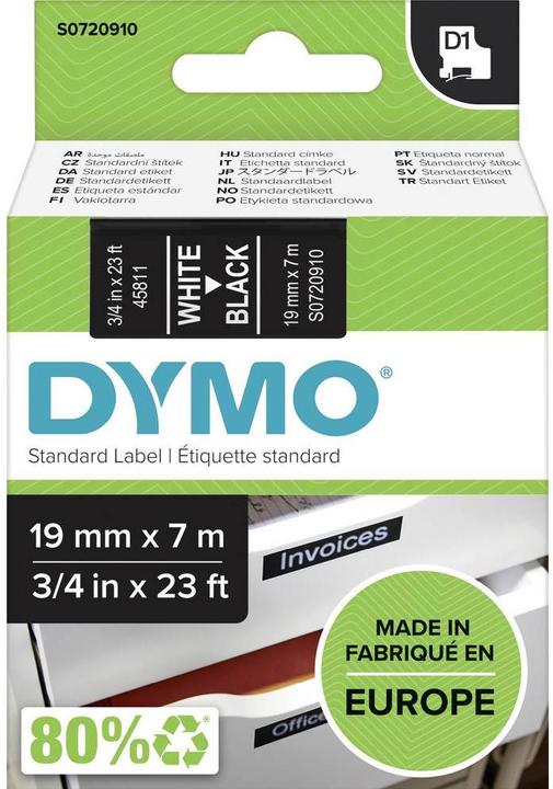 Actual product image Dymo S0720910 Standard tape (1.90 cm, Black)