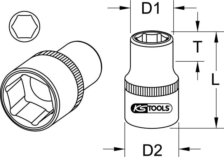Produktbild KS Tools 1/2" Sechskant-Stecknuss (25 mm)