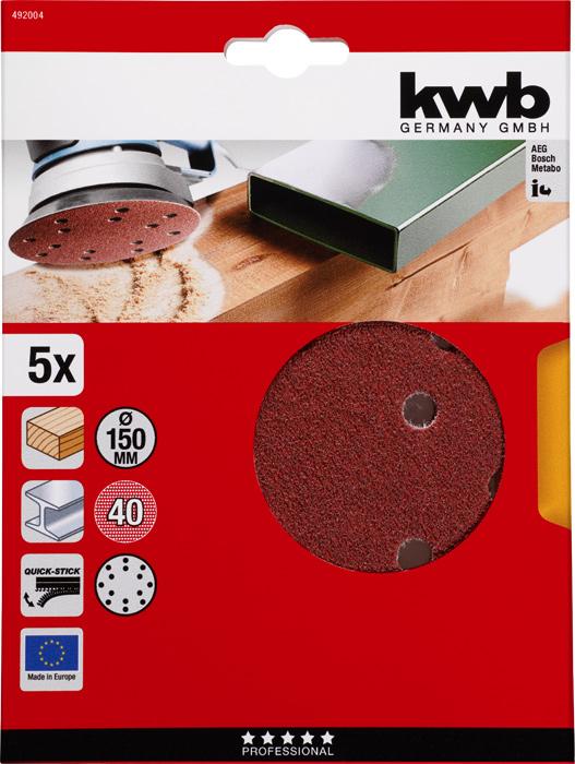 Immagine prodotto kwb Dischi adesivi in velcro 150 perforati K40/5pz. (40)