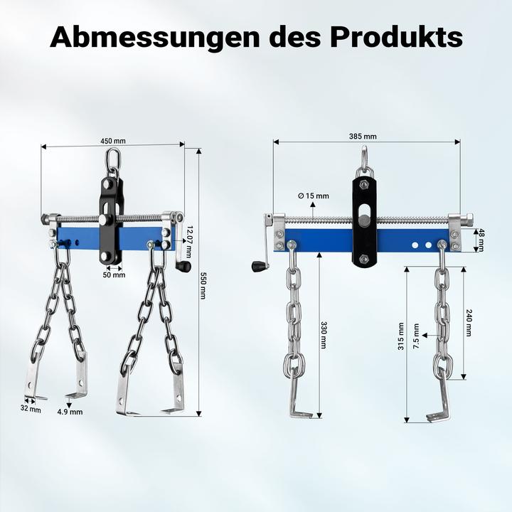Actual product image Wiltec Balancierer bis 680kg Getriebeheber Stahl Motorheber Werkstattkran