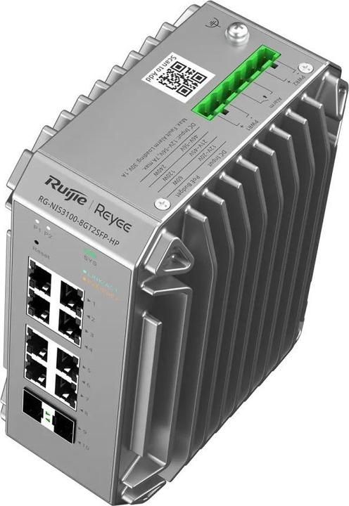 Productafbeelding Ruijie Reyee 10-poorts industriële switch, 8x Gbit, 2x SFP, tot 80°C (10 Havens)