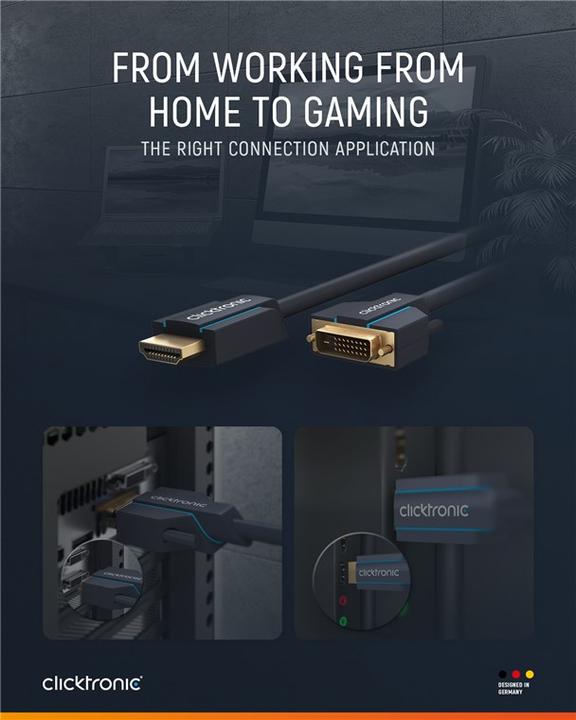 Produktbild clicktronic HDMI (Typ A) — DVI (2 m, HDMI, DVI)