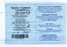 Valeurs nutritives et ingrédients Bioligo zinc cuivre sol (1 pièce(s), Liquide, 103 g)