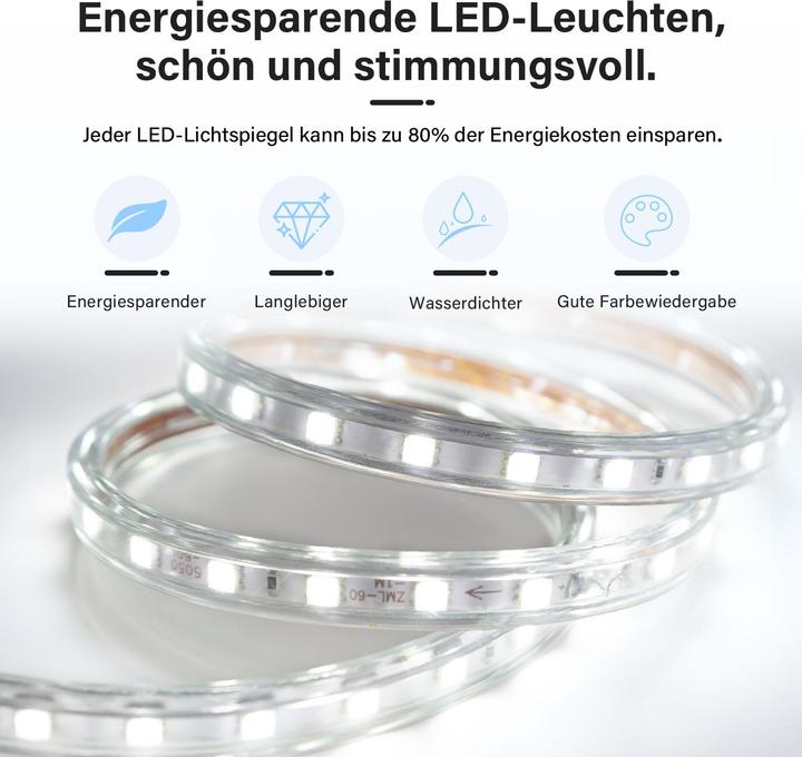 Produktbild SONNI LED Badezimmerspiegel, Lichtspiegel, Wandspiegel mit Touch-Schalter, Badezimmerspiegel mit Lic (50 x 70 cm)