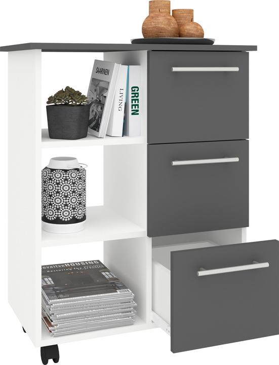 Immagine prodotto VCM Carrello da cucina in legno Carrello portavivande Scaffale Rotelle rotanti Cassetto Esilo