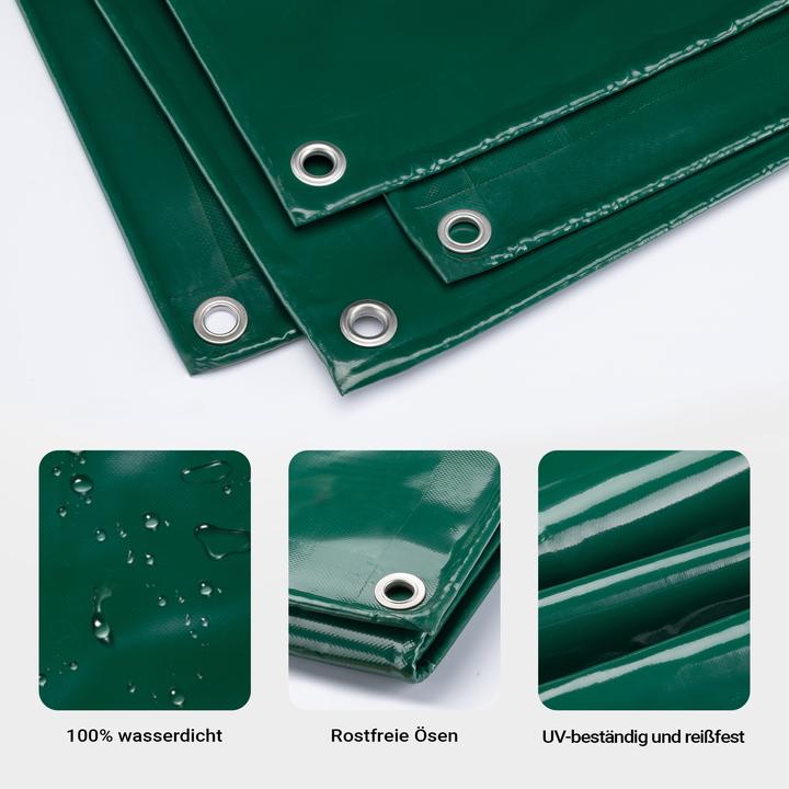 Produktbild Wiltec Abdeckplane wetterfest dunkelgrün 4x5m Polyester Gartenplane 650g/m² Ösen (4 x 5 m)