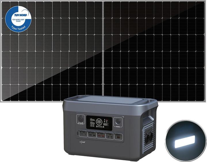 Revolt Powerstation & Solar-Generator mit 550-W-Solarpanel, 1.920 Wh, 2.400 W (1.92 Wh, 28 kg)