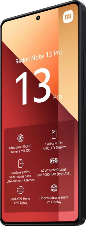 Produktbild Xiaomi Redmi Note 13 Pro (256 GB, Midnight Black, 6.67", Dual SIM, 200 Mpx, 4G)