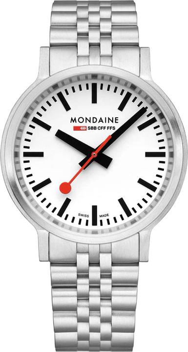 Mondaine MST.4101B.SJ Stop2go Horloge - Stationsklok - Saffierglas - Staal - Zilver - 41 mm breed - Quartz - (Swiss Made, 41 mm)