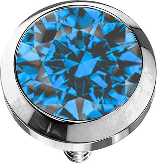 Produktbild Star Piercing Dermal Anchor silber mit Kristall hellblau (ohne Messing, Titan G23)