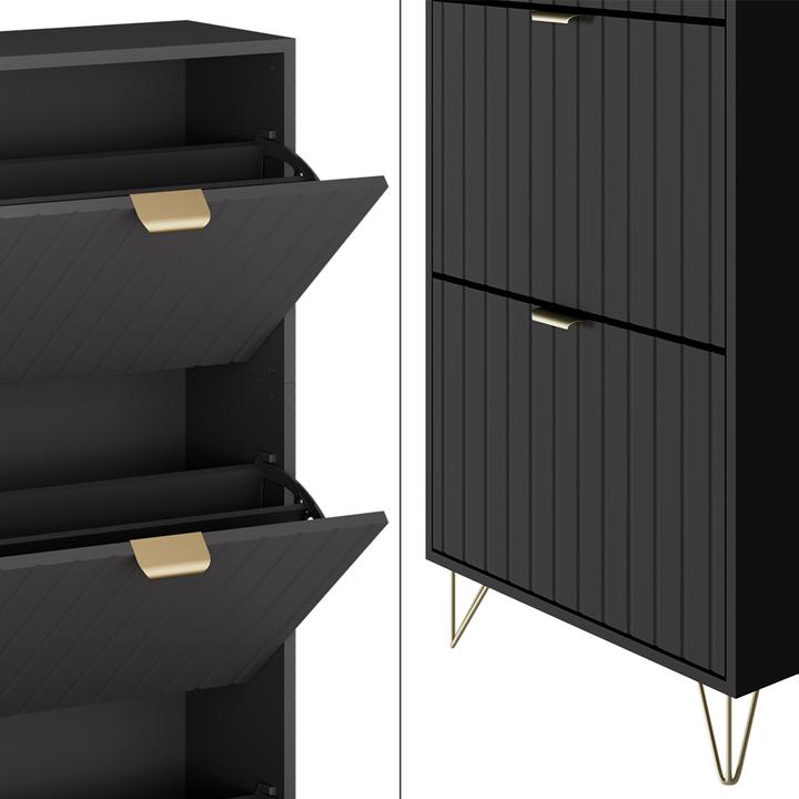Immagine prodotto Vichy Schuhschrank Helge, Schwarz, 60 x 128.5 cm 3 Fächer