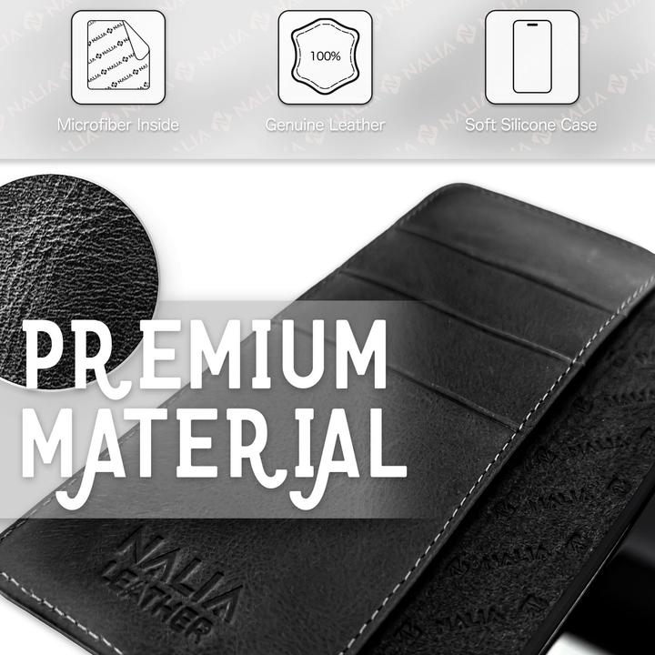 Actual product image Nalia Genuine Leather Flip Case Cover with Magnetic Closure (Samsung Galaxy S23 Ultra)