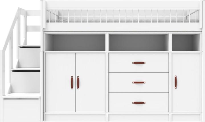 Image du produit Lifetime Kidsrooms ALL IN ONE KOMBO, Lit mi-hauteur avec bureau 152 Roulettes Sommier à lattes (102 x 257 cm)