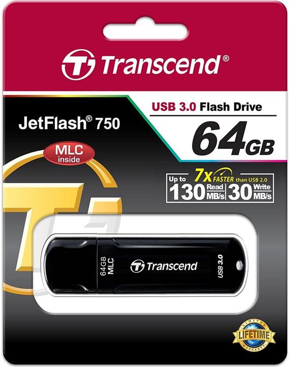 Image du produit Transcend 64GB JETFLASH 750, USB 3.0 (64 Go, USB-A, USB 3.1)