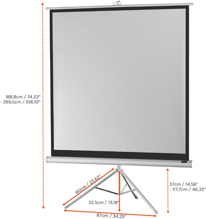 Immagine prodotto Celexon Schermo treppiede economico - Schermo di proiezione con treppiede - 188 cm (74") (74.02", 1:1)