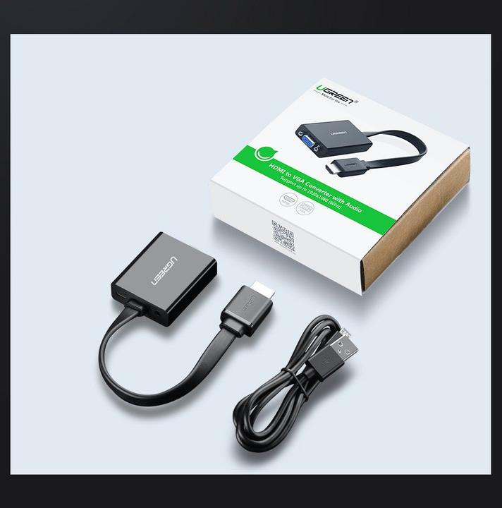 Actual product image Ugreen HDMI to VGA Adapter Converter with Audio Support 1080P (HDMI, 16 cm)