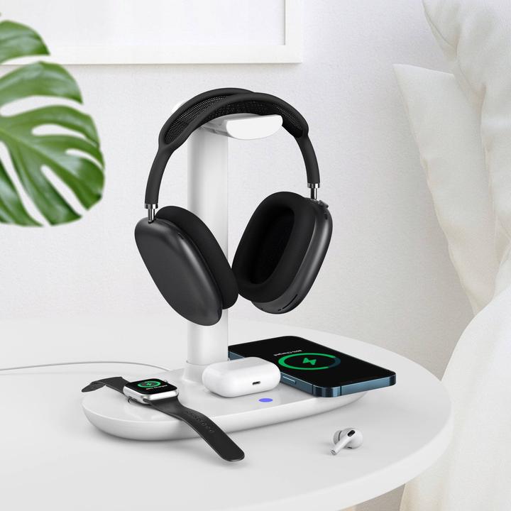 Image du produit PhoneLook Station de charge 4 en 1 moderne 30W sans fil avec support casque pour AirPods Max, iPhone, Apple Wa (15 W)