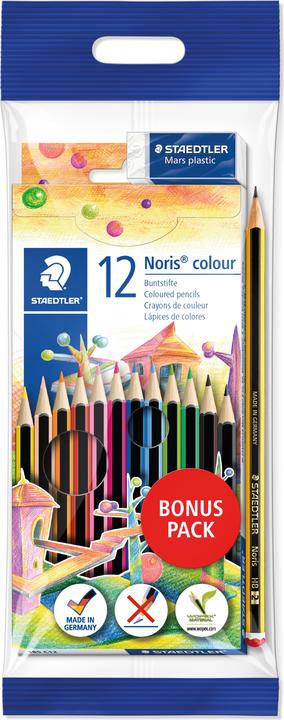 Actual product image Staedtler Coloured pencil Noris colour (Orange, Yellow, Dark Green, Blue, Brown, Bordeaux red, Green, Black, Purple, Dark Blue, Red, 12 x)