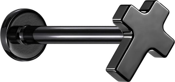 Produktbild Star Piercing Micro Labret Innengewinde schwarz Kreuz (Titan G23, ohne Messing)