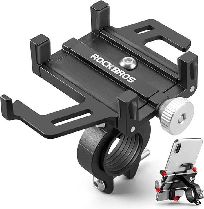 Rockbros 699-BK Aluminum Alloy Bicycle Phone Holder - Black