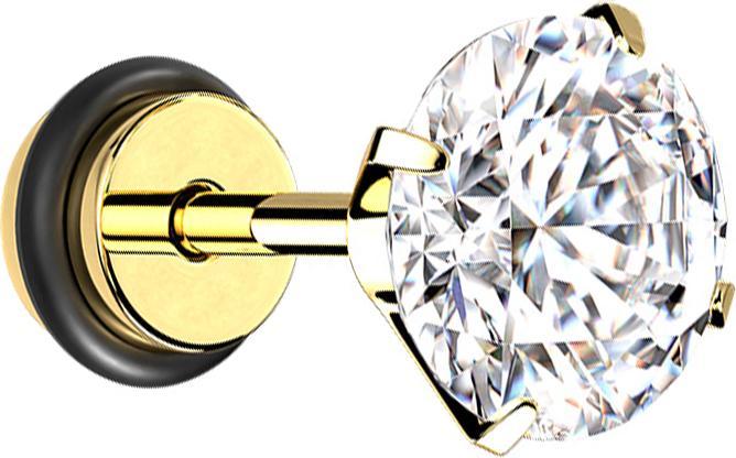 Immagine prodotto Star Piercing Finto tappo in cristallo placcato in oro e argento con O-ring (senza ottone, Acciaio chirurgico 316L)