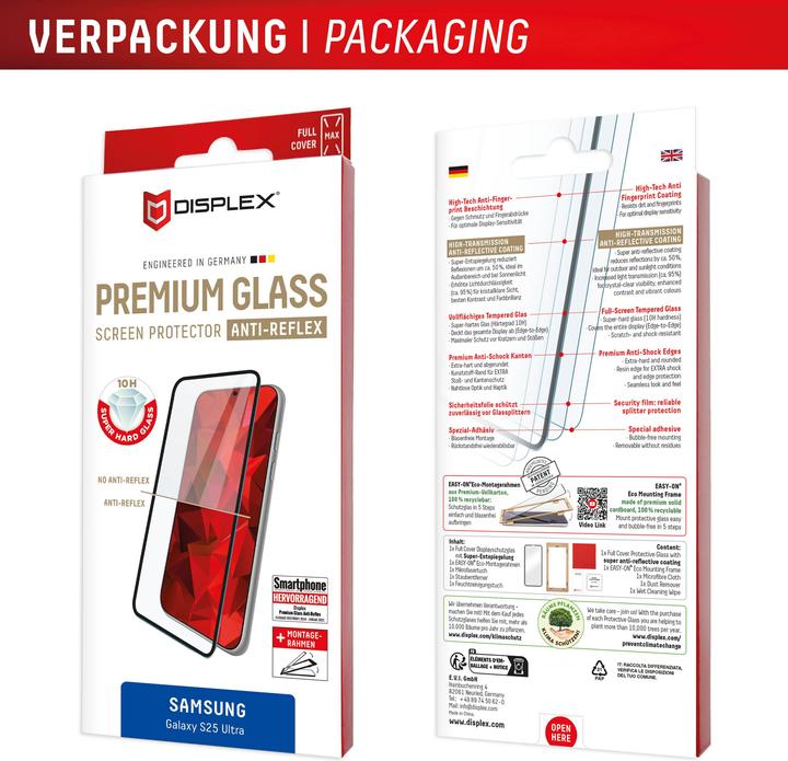 Actual product image Displex Premium Glass, Full Cover Panzerglas (1 Piece, Samsung Galaxy S25 Ultra)