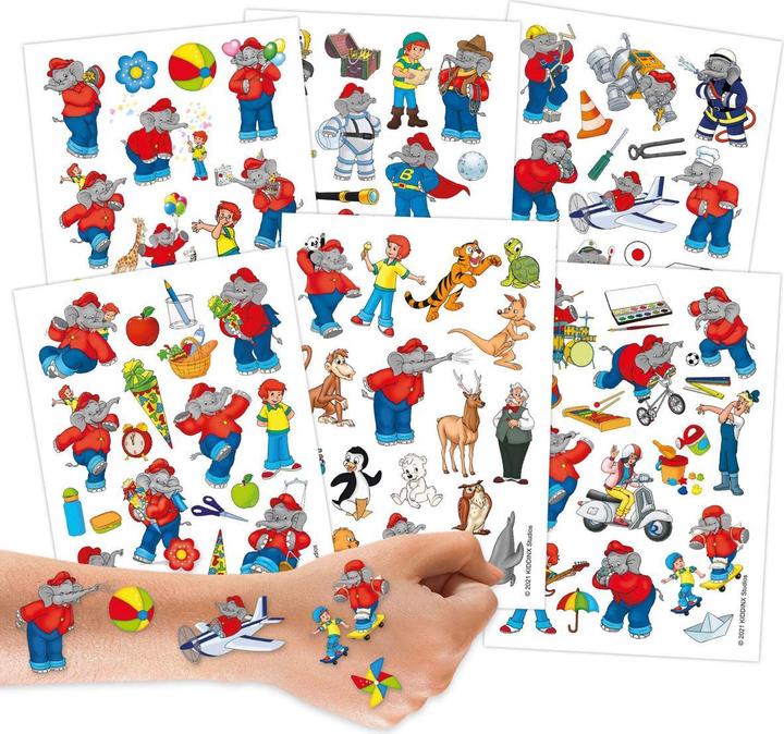 Actual product image Papierdrachen Children's tattoo - Set - Benjamin Blümchen (100 pieces 6 sheets)
