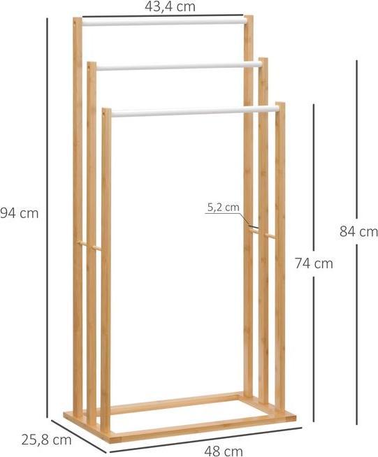 Immagine prodotto Swisshandel24 Porta asciugamani Porta asciugamani da terra con 3 aste Porta asciugamani da bagno senza trapano