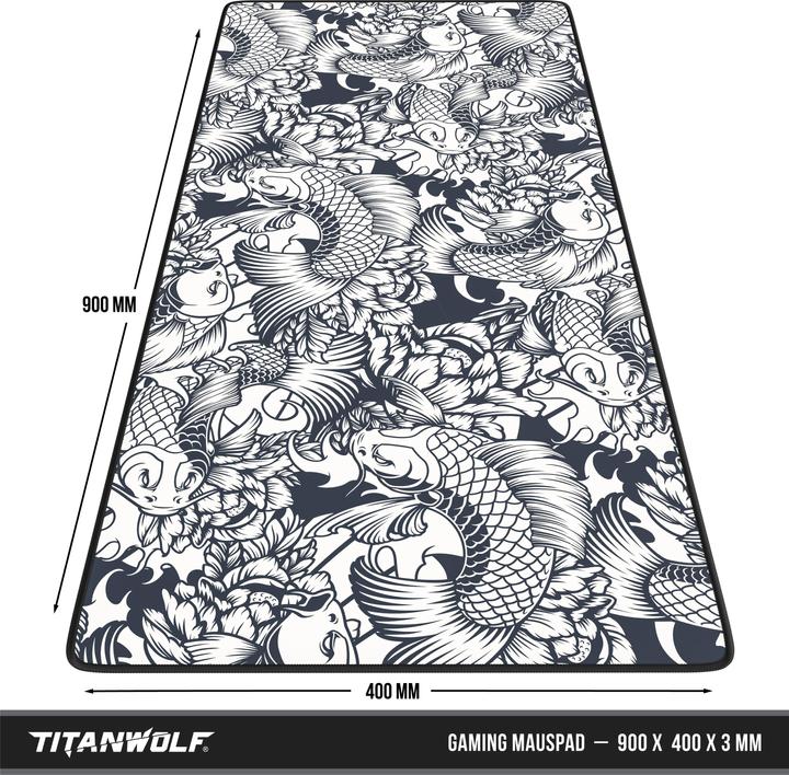 Image du produit Titanwolf Tapis de souris gaming, 900 x 400mm Tapis de souris XXL, améliore la précision et la vitesse, Koi (XXL)