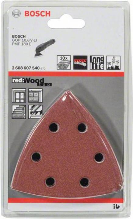 Actual product image Bosch Zubehör PRO F460 sanding sheet, 93 x 93 mm, G60, G80, G120, G180, G240, 5 pcs. (60, 80, 100, 120, 180)