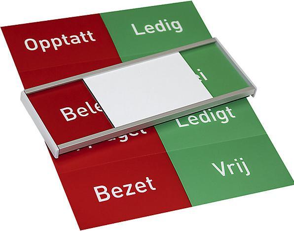 Immagine prodotto kaiserkraft Indicazione libero/occupato, multilingue NO-DK-SE-NL, alt. x largh. 54 x 151 mm